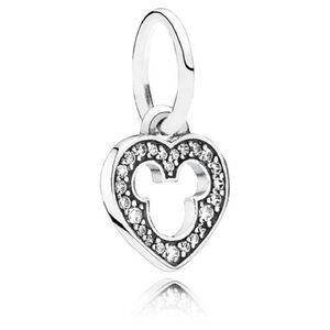Retired Disney Mickey Mouse Silhouette Heart Pandora Charm